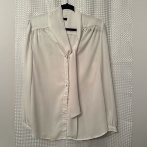 Cupio White Tie-Neck Blouse